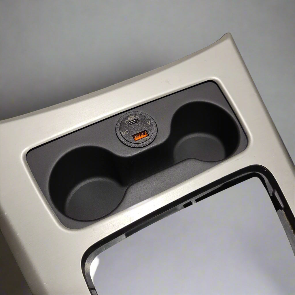 BMW E9X Dual Slim Can Cup Holder with USB-C Fast Charger & Voltage Display – Replaces Ashtray