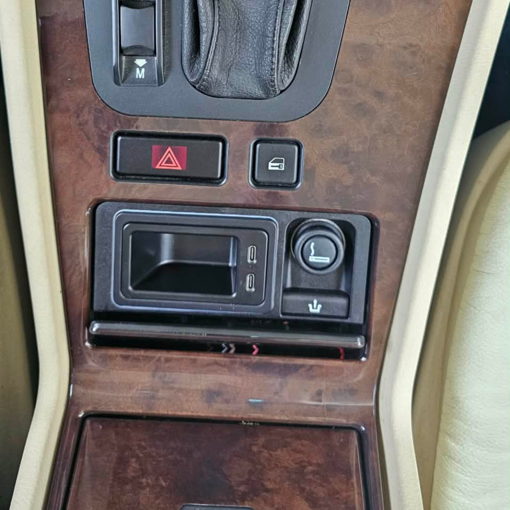 BMW E38 USB-C ashtray charger adapter installed